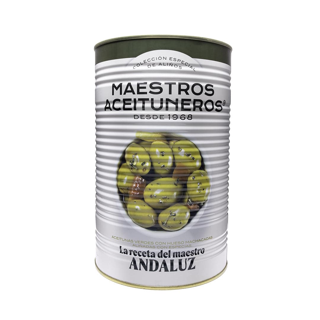 Маслини ANDALUZ с пипер и чесън, кутия 4200g, Снимка 1